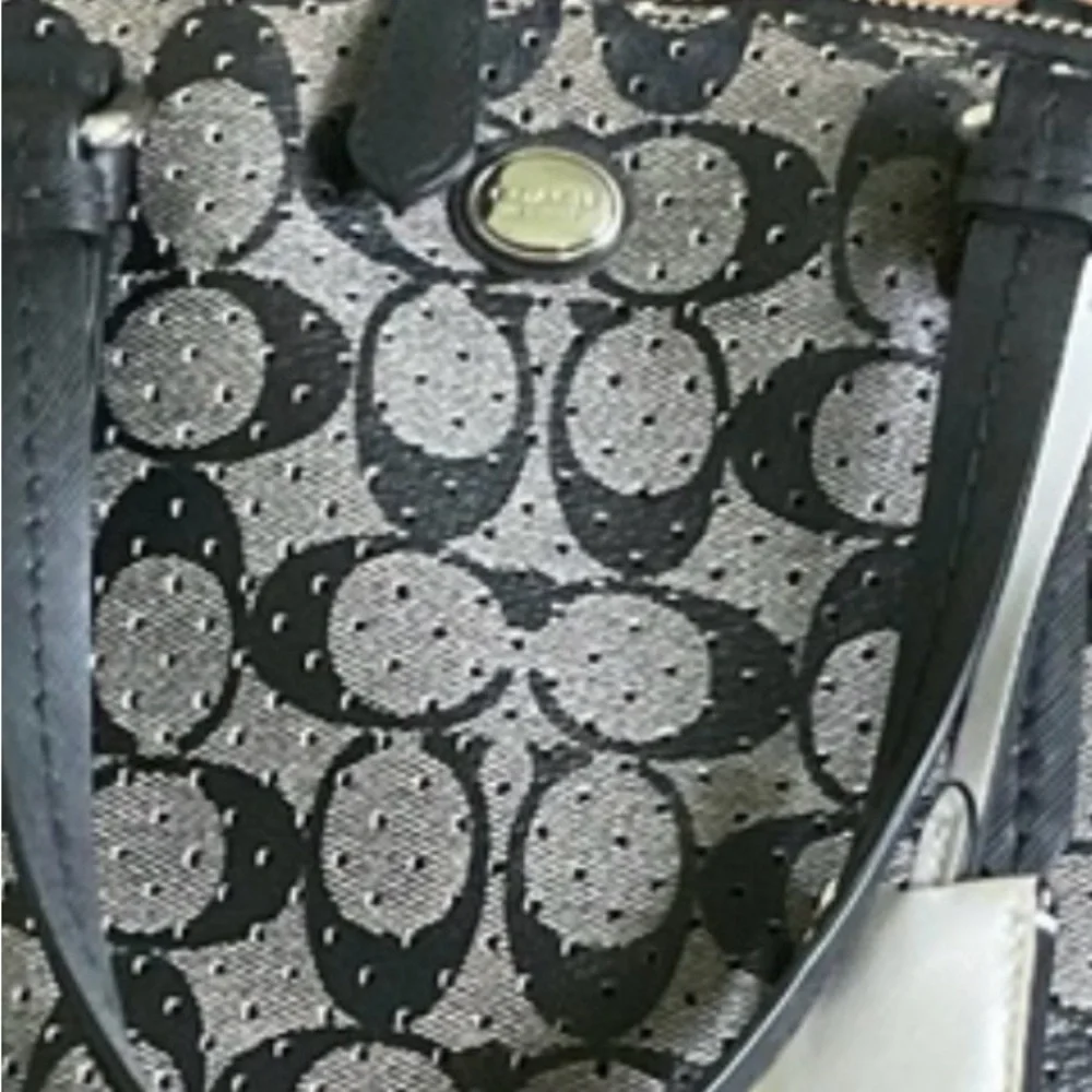 Coach Black and Gray Signature Dome Satchel with Contrast Trim